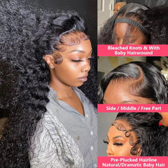 250 300 Density 13x6 HD Lace Frontal Wig Deep Wave Curly Human Hair Wigs For Women Water Wave 13x4 Lace Front Human Hair Wig 200